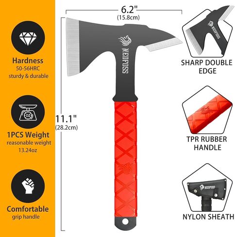 محاور رمي NedFoss وTomahawks، مجموعة فأس رمي مكونة من 3 قطع، مجموعة فأس رمي تانغ كاملة مقاس 11.1 بوصة مع شفرات 3.14 بوصة، فأس توماهوك مع غمد لهدايا لعبة رمي الفأس للرجال والنساء in Kuwait