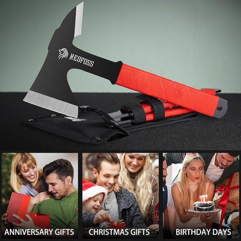 محاور رمي NedFoss وTomahawks، مجموعة فأس رمي مكونة من 3 قطع، مجموعة فأس رمي تانغ كاملة مقاس 11.1 بوصة مع شفرات 3.14 بوصة، فأس توماهوك مع غمد لهدايا لعبة رمي الفأس للرجال والنساء in Kuwait