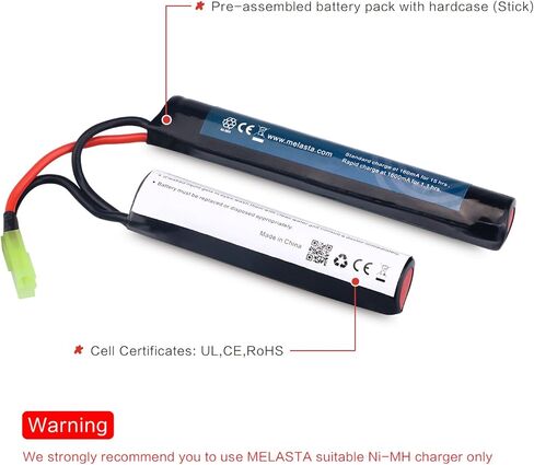 melasta 2 Pack 8.4V 1600mAh Butterfly Nunchuck NIMH Battery Pack Compatible with Mini Tamiya Connector Airsoft Guns in Kuwait