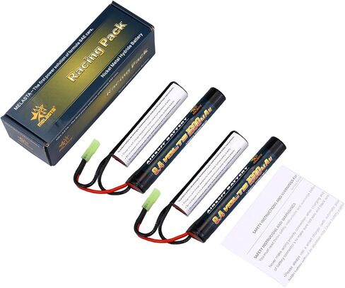 melasta 2 Pack 8.4V 1600mAh Butterfly Nunchuck NIMH Battery Pack Compatible with Mini Tamiya Connector Airsoft Guns in Kuwait