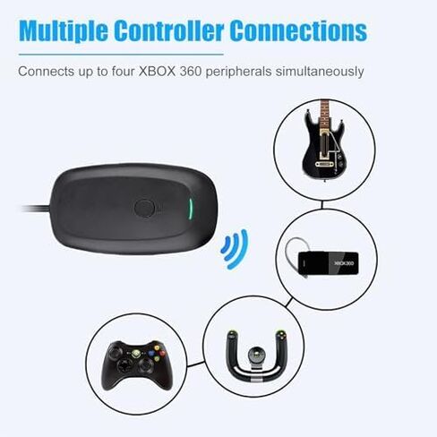 Game Controller Adapter, Effective Range 30 feet, Compatible with Windows 11/10, Supports up to 4 Controllers & headsets (Black) in Saudi Arabia