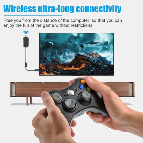 Game Controller Adapter, Effective Range 30 feet, Compatible with Windows 11/10, Supports up to 4 Controllers & headsets (Black) in Saudi Arabia