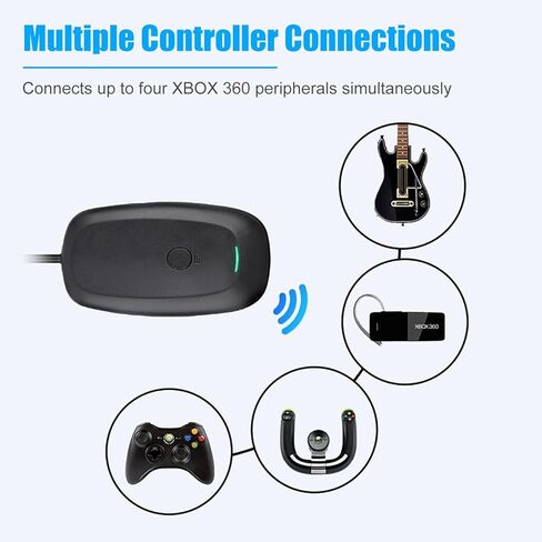 Game Controller Adapter, Effective Range 30 feet, Compatible with Windows 11/10, Supports up to 4 Controllers & headsets (Black) in Saudi Arabia