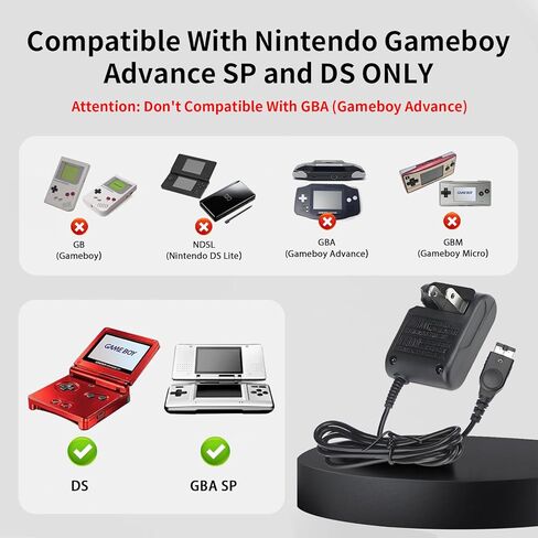 شاحن Nintendo DS، محول تيار متردد لجهاز Gameboy Advance SP، شاحن GBA SP متوافق مع أنظمة Game Boy Advance SP & DS، محول حائط USB وسلك طاقة للسفر in Saudi Arabia