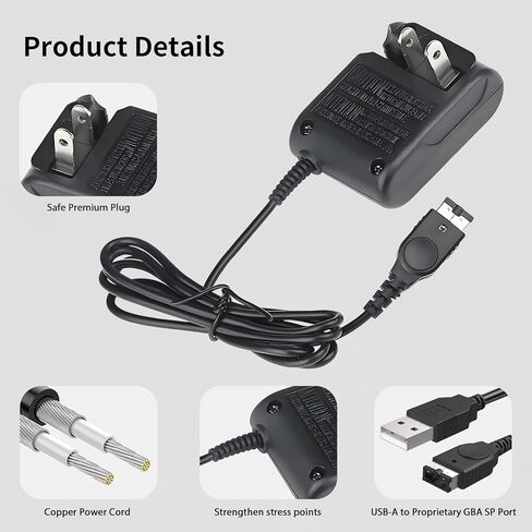 شاحن Nintendo DS، محول تيار متردد لجهاز Gameboy Advance SP، شاحن GBA SP متوافق مع أنظمة Game Boy Advance SP & DS، محول حائط USB وسلك طاقة للسفر in Saudi Arabia