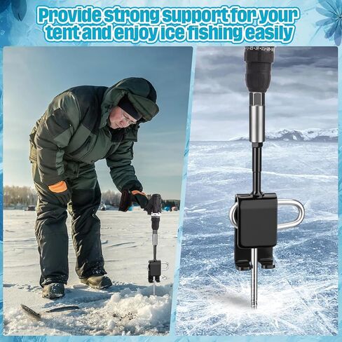 28 Pcs Ice Anchor Drill Adapter Kit 2 Universal Ice Fishing Anchor Tool 2 Drill Adapter 8 Shelter Stake Nails 8 Nylon Straps for Tent Setting up in Saudi Arabia