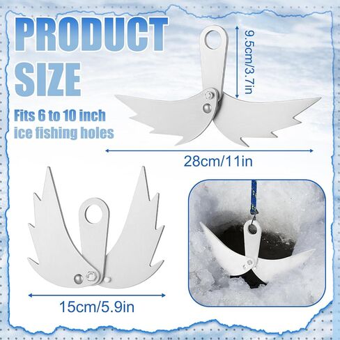 2 Pcs Ice House Anchors Ice Augers for Securing Flip Over Shelter Pop Up Tent Or Shanty Self-Adjusting Anchor to Fit Hole Up to 10 Inches Portable Winter Fishing Equipment in Saudi Arabia