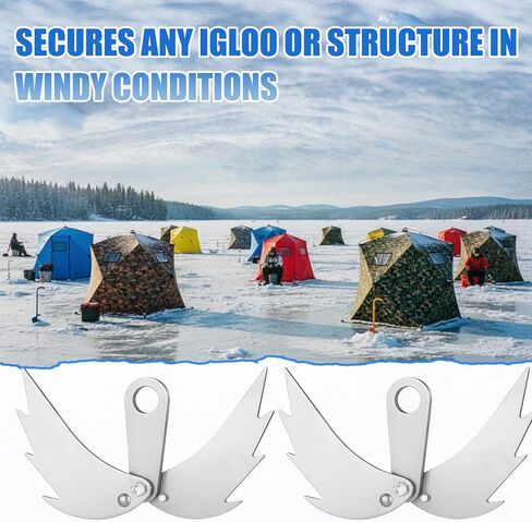 2 Pcs Ice House Anchors Ice Augers for Securing Flip Over Shelter Pop Up Tent Or Shanty Self-Adjusting Anchor to Fit Hole Up to 10 Inches Portable Winter Fishing Equipment in Saudi Arabia