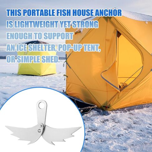 2 Pcs Ice House Anchors Ice Augers for Securing Flip Over Shelter Pop Up Tent Or Shanty Self-Adjusting Anchor to Fit Hole Up to 10 Inches Portable Winter Fishing Equipment in Saudi Arabia