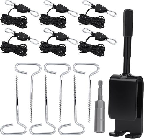 14Pcs Ice Fishing Anchor Tool Kit,Universal Ice Fishing Anchor Tool with Ice Anchor Drill Adapter,Solid Rope Hanger,Ice Fishing Tent Stakes,1/4" Adapter Head for Setting Up Ice Fishing Shelter Tent in Kuwait