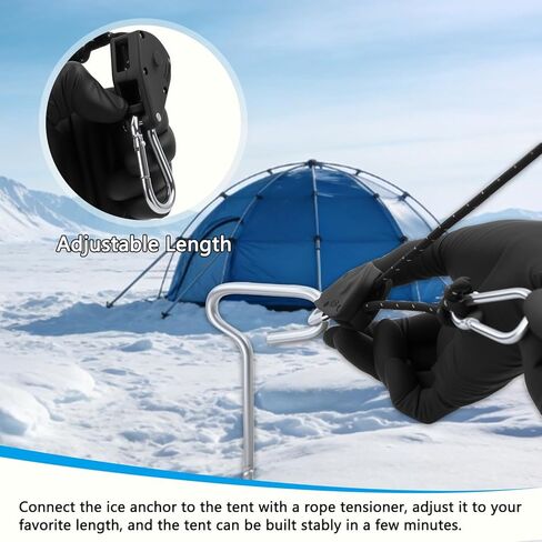 14Pcs Ice Fishing Anchor Tool Kit,Universal Ice Fishing Anchor Tool with Ice Anchor Drill Adapter,Solid Rope Hanger,Ice Fishing Tent Stakes,1/4" Adapter Head for Setting Up Ice Fishing Shelter Tent in Kuwait