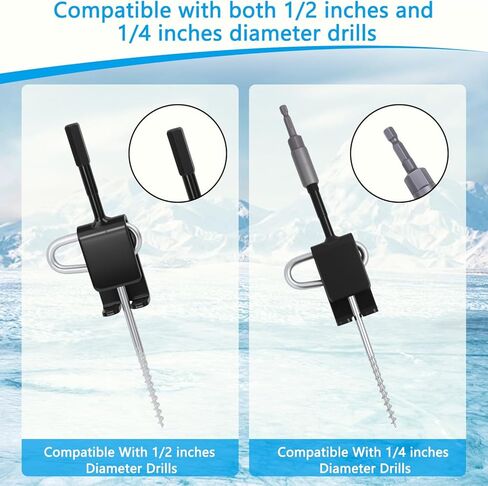 14Pcs Ice Fishing Anchor Tool Kit,Universal Ice Fishing Anchor Tool with Ice Anchor Drill Adapter,Solid Rope Hanger,Ice Fishing Tent Stakes,1/4" Adapter Head for Setting Up Ice Fishing Shelter Tent in Kuwait