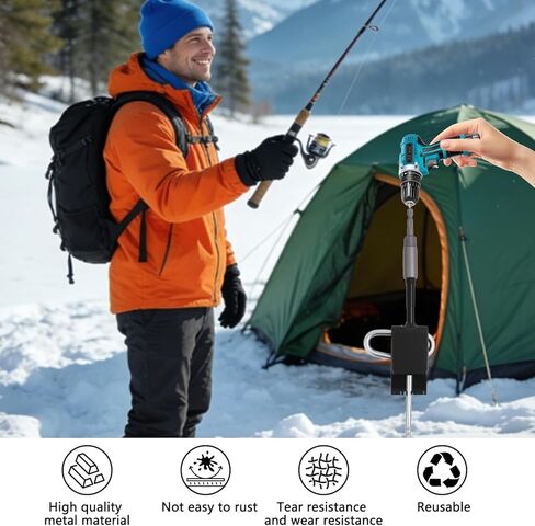 14Pcs Ice Fishing Anchor Tool Kit,Universal Ice Fishing Anchor Tool with Ice Anchor Drill Adapter,Solid Rope Hanger,Ice Fishing Tent Stakes,1/4" Adapter Head for Setting Up Ice Fishing Shelter Tent in Kuwait