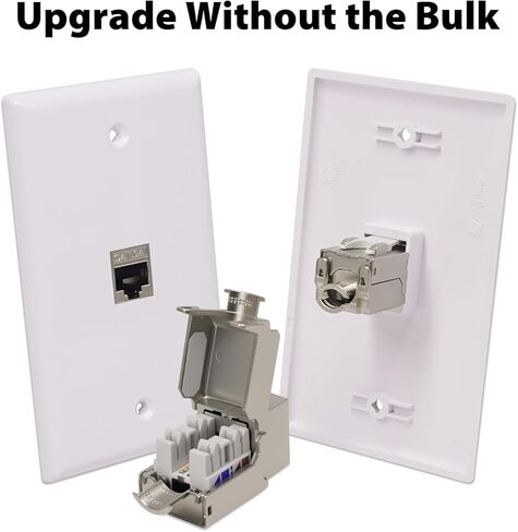 Cyberguys 90° محمية CAT 6A Keystone Jacks 6 عبوات، غلاف معدني مصبوب، 10 جيجابت في الثانية عالية السرعة 90 درجة موصل RJ45 مع مصراع غبار قابل للفصل، يدعم كابلات 23-26AWG STP، معتمدة من ULC in Kuwait
