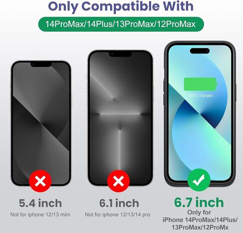 حافظة شحن بطارية لهاتف iPhone 12Pro Max/13Pro Max/14Pro Max/14Plus (6.7 بوصة)، غطاء شاحن محمول قوي 8600 مللي أمبير قابل لإعادة الشحن لهاتف iPhone 14ProMax/14Plus/13Promax/12Promax - أسود in Saudi Arabia