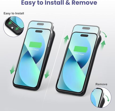 حافظة شحن بطارية لهاتف iPhone 12Pro Max/13Pro Max/14Pro Max/14Plus (6.7 بوصة)، غطاء شاحن محمول قوي 8600 مللي أمبير قابل لإعادة الشحن لهاتف iPhone 14ProMax/14Plus/13Promax/12Promax - أسود in Saudi Arabia