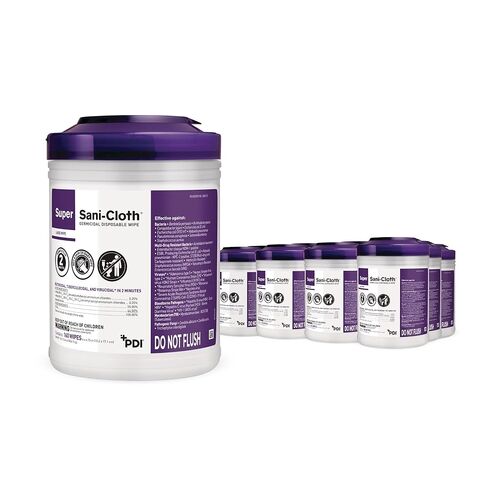 PDI Q55172 Super Sani Cloth Germicidal Disinfecting Wipes, Large 6" x 6-3/4", 160 Wipes (Case of 12 Canisters) in Saudi Arabia
