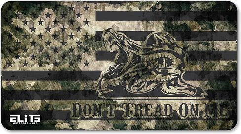 MFG Dirty CAMO Gadsden Don't Tread ON ME USA Flag Gun Cleaning Mat 12 بوصة × 22 بوصة. صنع في الولايات المتحدة الأمريكية. تتضمن فتاحة زجاجات المحفظة مجانًا. , اكس لارج in Kuwait