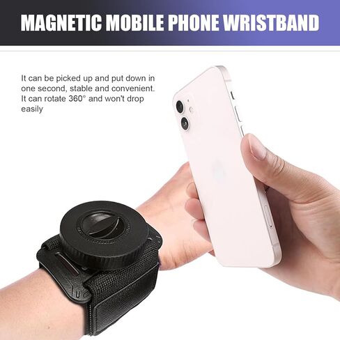 Wristband Phone Holder, Strong Vortex Suction Sports Armband Cell Phone Holder, Portable Arm Hands-Free Cell Stand, for Biking Walking Selfies Videos Hiking Live Broadcast (Black) in Saudi Arabia