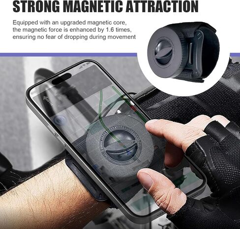 Wristband Phone Holder, Strong Vortex Suction Sports Armband Cell Phone Holder, Portable Arm Hands-Free Cell Stand, for Biking Walking Selfies Videos Hiking Live Broadcast (Black) in Saudi Arabia