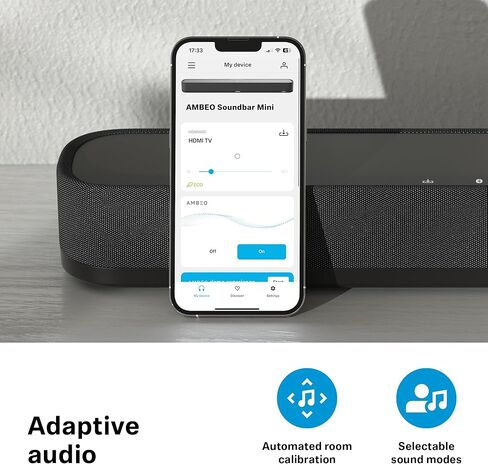 Sennheiser AMBEO Soundbar Mini - صوت غامر ثلاثي الأبعاد للتلفزيون والأفلام والموسيقى - جهاز صغير الحجم مزود بميزات تكيفية قوية واتصال متعدد واستخدام بديهي (متجدد) in Saudi Arabia