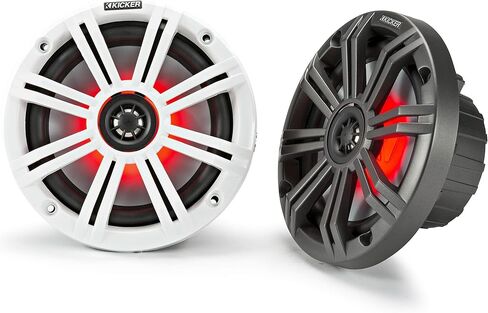 مكبرات صوت KICKER KM مقاس 6.5 بوصة من Marine Marvel معالجة بالأشعة فوق البنفسجية، وشبكات باللونين الأسود والأبيض (متجددة) in Saudi Arabia