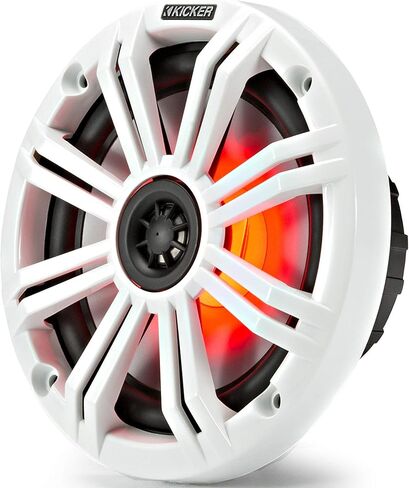مكبرات صوت KICKER KM مقاس 6.5 بوصة من Marine Marvel معالجة بالأشعة فوق البنفسجية، وشبكات باللونين الأسود والأبيض (متجددة) in Saudi Arabia