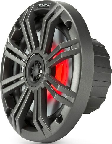 مكبرات صوت KICKER KM مقاس 6.5 بوصة من Marine Marvel معالجة بالأشعة فوق البنفسجية، وشبكات باللونين الأسود والأبيض (متجددة) in Saudi Arabia