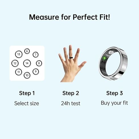 FitElf 3 Pro Smart Ring Fitness Tracker, Health Sleep Tracker, Blood Pressure, Heart Rate and Oxygen Monitor Ring for Women/Men, IP68, No Subscription, 10-Day Battery Life (Silver, #11) in Saudi Arabia