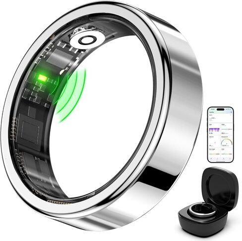 FitElf 3 Pro Smart Ring Fitness Tracker, Health Sleep Tracker, Blood Pressure, Heart Rate and Oxygen Monitor Ring for Women/Men, IP68, No Subscription, 10-Day Battery Life (Silver, #11) in Saudi Arabia