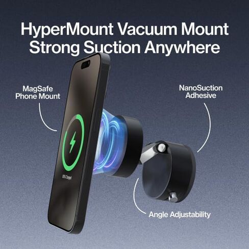 Statik HyperMount®(Gen 2) حامل هاتف مفرغ - حامل هاتف مغناطيسي، حامل هاتف سيارة بختم مفرغ، يستخدم على أي سطح، متوافق مع Apple MagSafe والحلقات المغناطيسية المضمنة لأجهزة Android in Kuwait