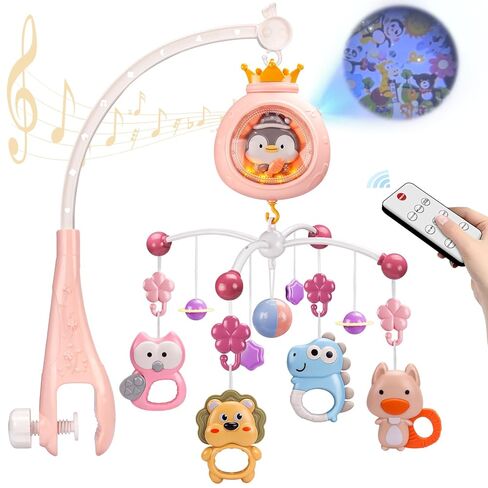 Crib Mobile with Music and Lights,Mobiles for Cribs, Baby Mobile Arm Toys Hanging for Girls Boys Infants 0-6 6-12 Months, Bassinets Nursery Musical Portable Mobile Clip On Pack and Play(Bule) in Saudi Arabia