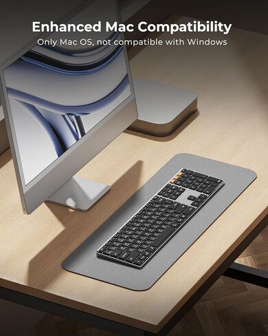 ProtoArc Backlit Wireless Keyboard for Mac, K110-A Aluminum Full Size Ultra Slim Bluetooth Keyboard, Multi-Device, Low Profile, Fluid Quiet Typing, Rechargeable, for MacBook Pro/Air, iPad - Space Gray in Saudi Arabia
