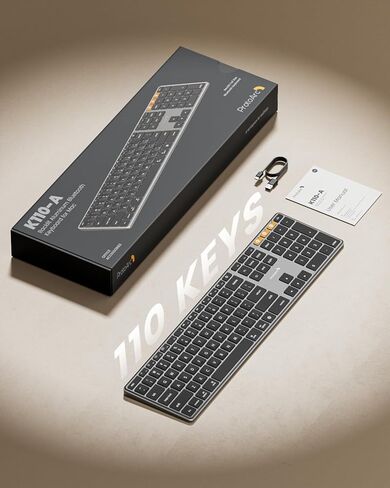ProtoArc Backlit Wireless Keyboard for Mac, K110-A Aluminum Full Size Ultra Slim Bluetooth Keyboard, Multi-Device, Low Profile, Fluid Quiet Typing, Rechargeable, for MacBook Pro/Air, iPad - Space Gray in Saudi Arabia