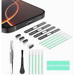غطاء قابس غبار USB C لمنفذ الشحن، طقم تنظيف من النوع C ومنظف غطاء مكبر الصوت، ملحقات الهاتف المتوافقة مع iPhone 15/16/Plus/Pro/Pro Max وiPhone 17 فقط (وليس 17 Pro/Max) in Saudi Arabia