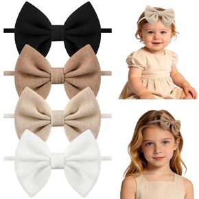 4 Pcs Baby Bow Headbands, Soft Nylon Baby Girls Headbands for Newborn | Bow Hair Accessories for Toddlers Child in Saudi Arabia