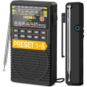 PRUNUS J-165 Portable Radio AM FM, Preset 1-5 Station Buttons, Battery Operated Radio with Tuning Light, Back Clip, Excellent Reception, AM FM Radios Portable, Transistor Radios in Kuwait