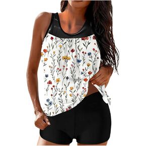 Tankini المايوه للنساء 2026 عطلة بوهو مطبوعة 2 قطعة لباس سباحة الشاطئ السفر ملابس سباحة متواضعة مع السراويل القصيرة in Kuwait