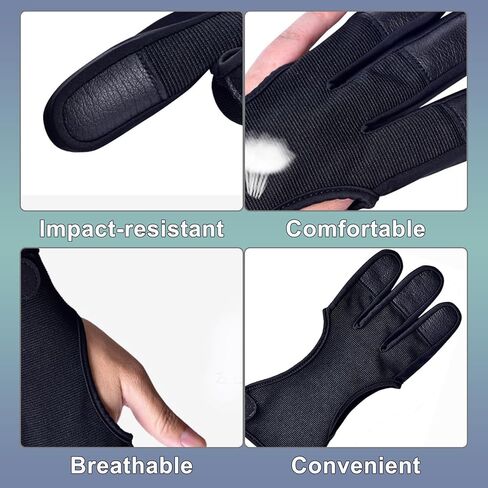 قفاز الرماية حامي بثلاثة أصابع مع وسادة جلدية للصيد والصيد 3 أصابع للشباب البالغين والرجال والنساء والمبتدئين ملحقات معدات الحماية in Kuwait
