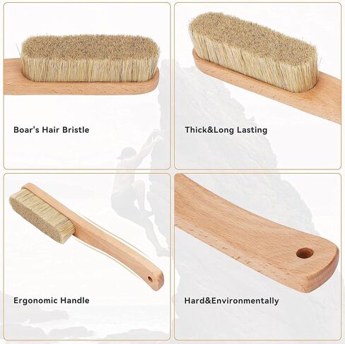 Premium Rock Climbing Brush with Thick Ultra Durable Boar's Hair Bristles, Bouldering Brush with Strong Handle, Uni-Sex Boulder Brushes as Rock Climbing Gift (CJ-CB2001A +CJ-CB2045B) in Kuwait