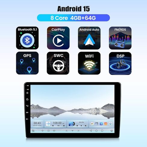 8 Core Qualcomm 4G+64G for Hyundai Elantra 2016-2018 Android 15 Car Stereo Radio with Wireless CarPlay Android Auto, 9"1280 * 720P IPS Touchscreen, Bluetooth5.1, GPS, Dual-Band WiFi, AHD Rear Camera in Saudi Arabia