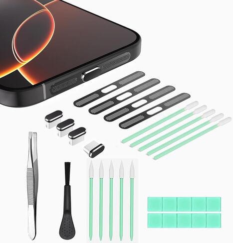 USB C Dust Plug Cover for Charging Port, Type C Cleaning Kit & Speaker Cap Cleaner, Phone Accessories Compatible with iPhone 15/16/Plus/Pro/Pro Max and iPhone 17 Only (Not 17 Pro/Max) in Saudi Arabia