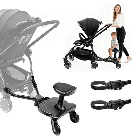 Newly Upgraded 2 Child Stroller Board, Rubber Locking Buckle, 2-in-1 Universal Stroller Board with Detachable Seat, Raised and Widened Base, Holds up to 55 lbs for Kids Aged 3-7 in Saudi Arabia