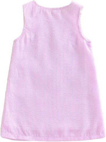 Toddler Baby Girl Golf Dress Sleeveless Tank Dresses Summer Outfit Embroidery Golf Court Seersucker Striped Sundress in Saudi Arabia