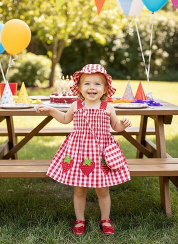 Renotemy Baby Girl Dress Toddler Girl Clothes Summer Outfits Gifts Cotton Sundress Infant Dresses for Girls with Hat and Bag in Saudi Arabia