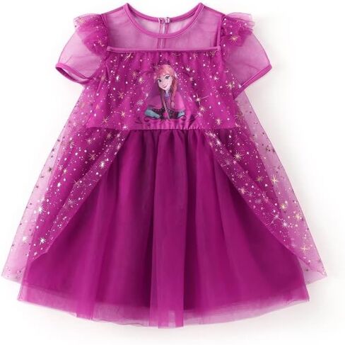 Disney Frozen Elsa Minnie Princess Winnie Girl Dress Ruffle Short Sleeve Tulle Skirt Summer Clothes Kids Outfit Baby/Toddler in Saudi Arabia