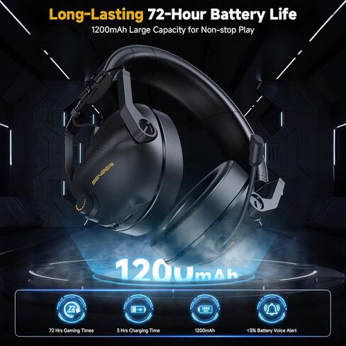 سماعة ألعاب لاسلكية SG600 لأجهزة الكمبيوتر الشخصية، PS5، PS4، الكمبيوتر المحمول، Mac، نينتندو سويتش، 2.4 جيجا هرتز وبلوتوث 5.3 سماعات رأس للألعاب مع ميكروفون إلغاء الضوضاء، صوت ستيريو، بطارية 70+ساعة، زمن الوصول 15 مللي ثانية in Saudi Arabia