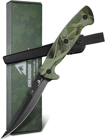DRAGON RIOT Fish Fillet Boning Knife Set for Meat Cutting, Ultra-Sharp German Stainless-Steel Fishing Knife, Fresh or Saltwater, with A Durable Storage Bag and A Sharpenning Tool in Kuwait