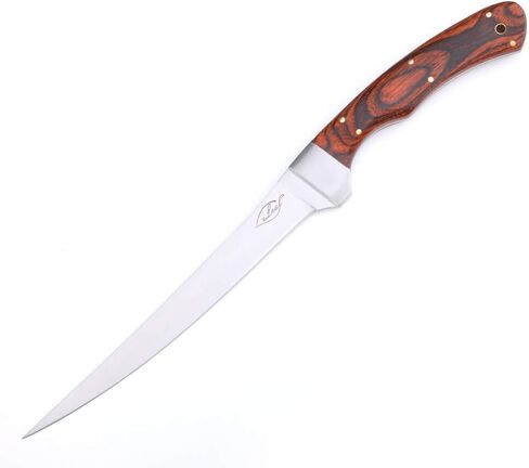 ILEAF Fish Fillet Knife with Pakka Wood Handle and Sheath, 6.5" Full Tang Stainless Steel Blade for Kitchen Fishing Camping in Saudi Arabia