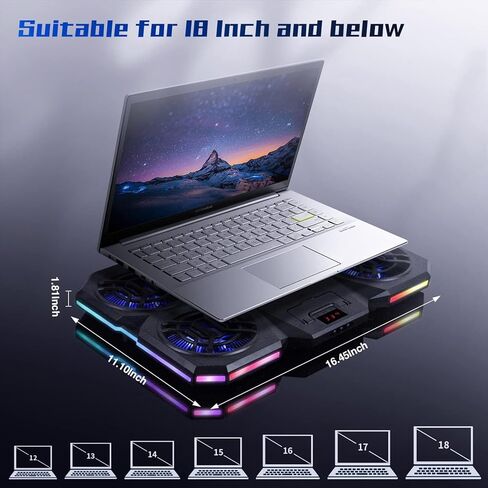 Upgraded Laptop Cooling Pad with Thermoelectric Cooler and 4 Fans, Powerful Laptop Cooler, Independent Control, Multi-Gear Adjustment, RGB, 14-21 Inch Laptop Stand (Laptop Cooling Pad) in Kuwait